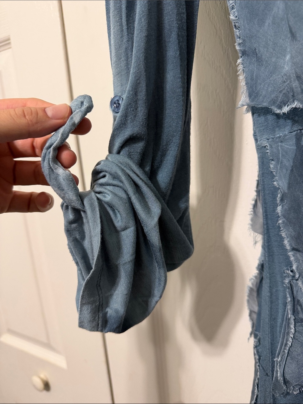 Tempo Paris Dusty Blue Long-Sleeve Layered Dress - Picture 5 of 6